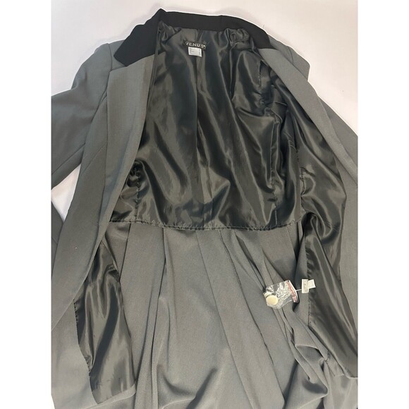 VENUS Dark Gray W/ Black Collar high/Low 1 Button suit tuxedo blazer Size 2 - Picture 8 of 9